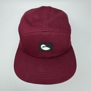 Mallard Duck Logo 5 Panel Camper Hat Maroon Burgundy Snapback Unisex OSFM